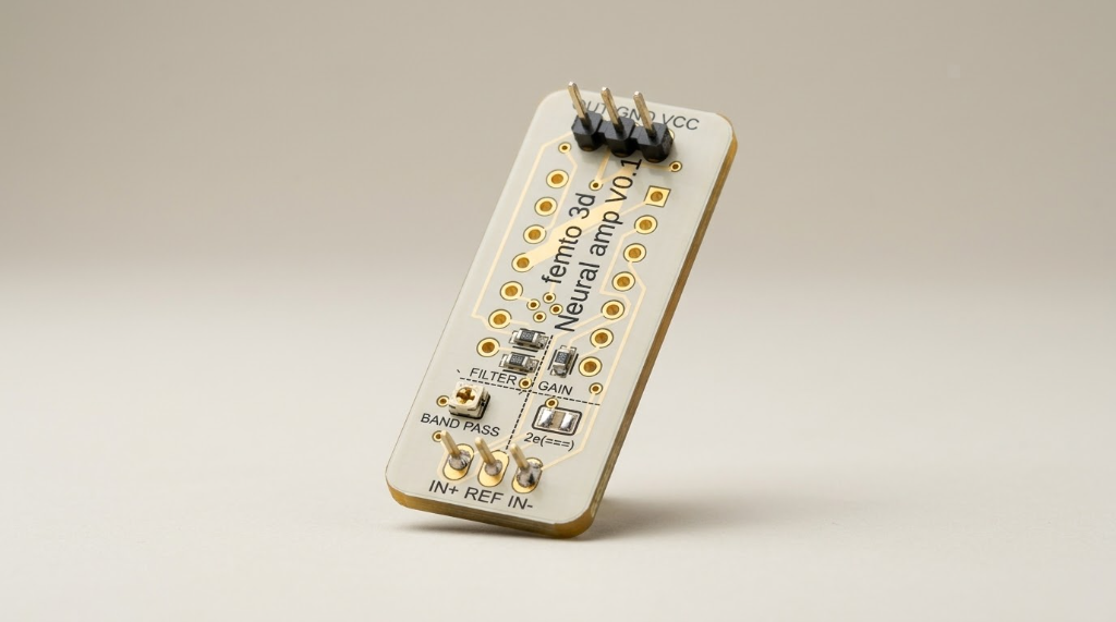 Femto 3D Neural Amp v0.1 Bio-Potential Amplifier PCB